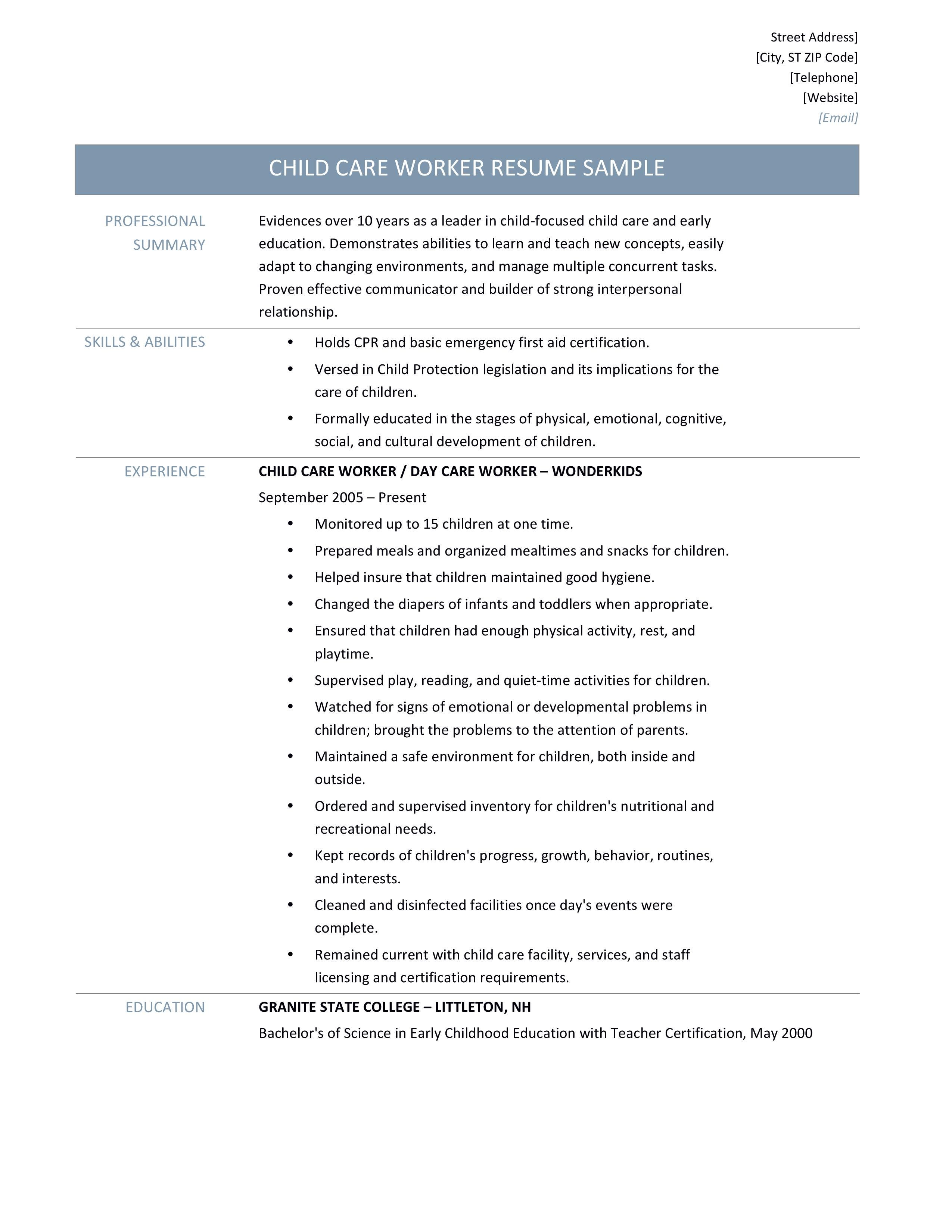 Child Care Resume Template from miro.medium.com