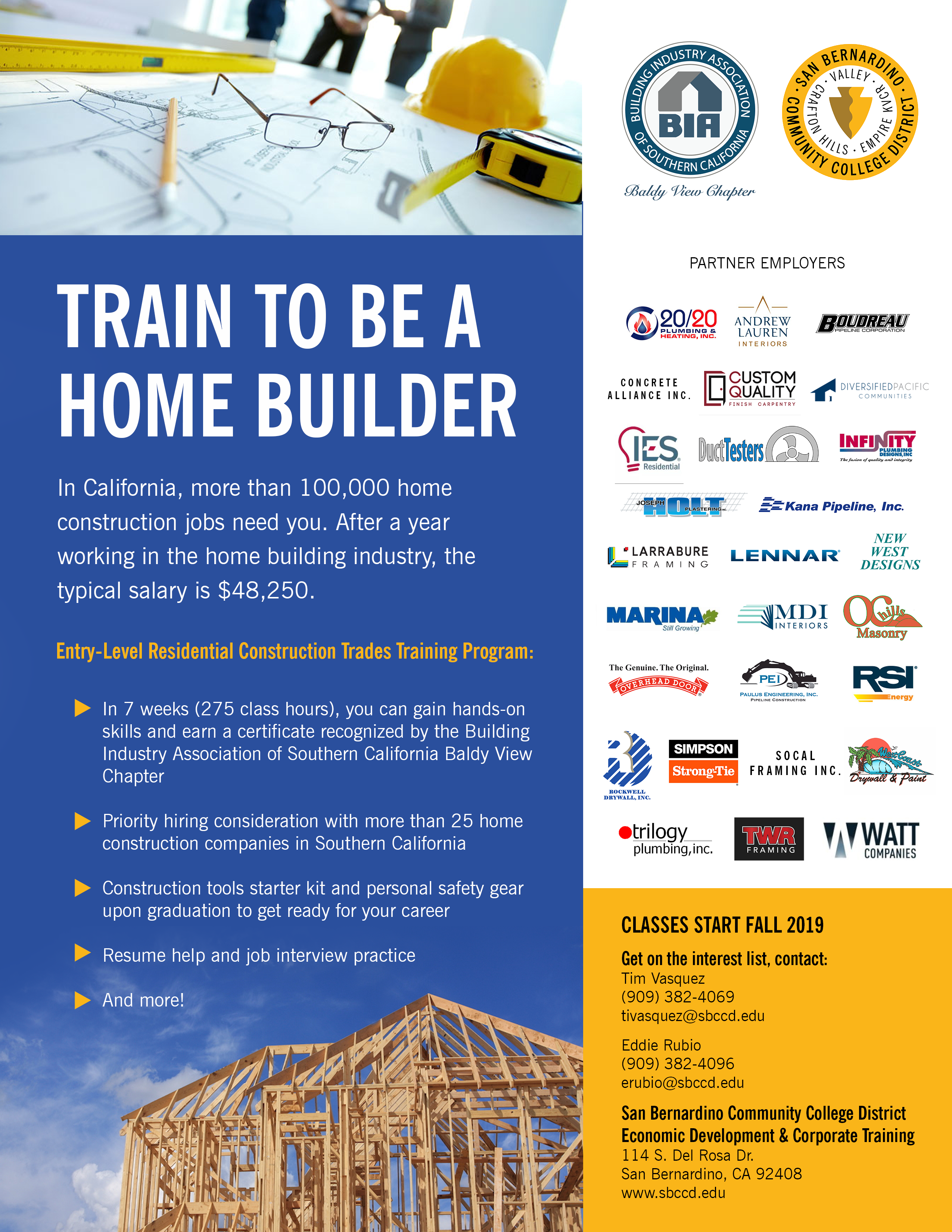 27 Employers Pledge To Hire Grads Of Sbccd S New Homebuilder