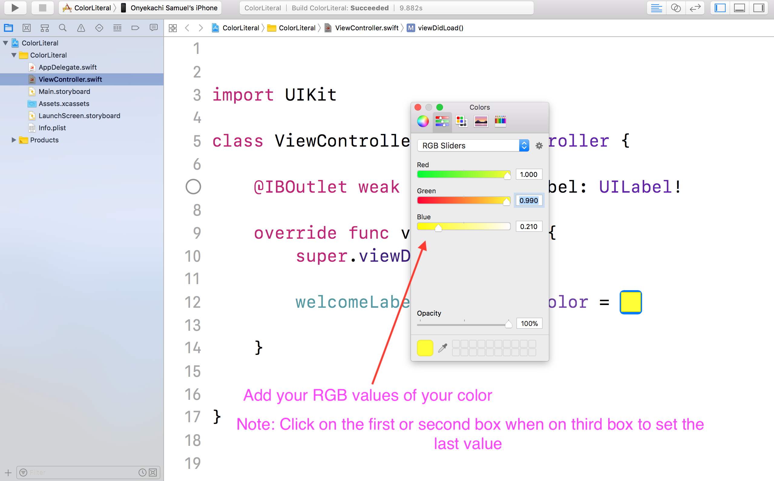 RGB Color combination in Swift with Color Literal by Onyekachi Ezeoke