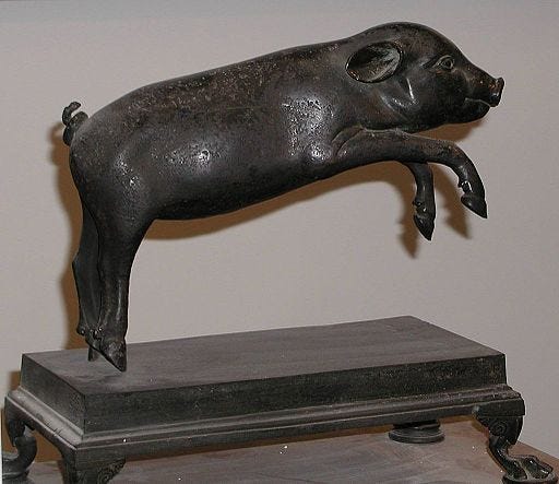  The elegant bronze piglet of Herculaneum.