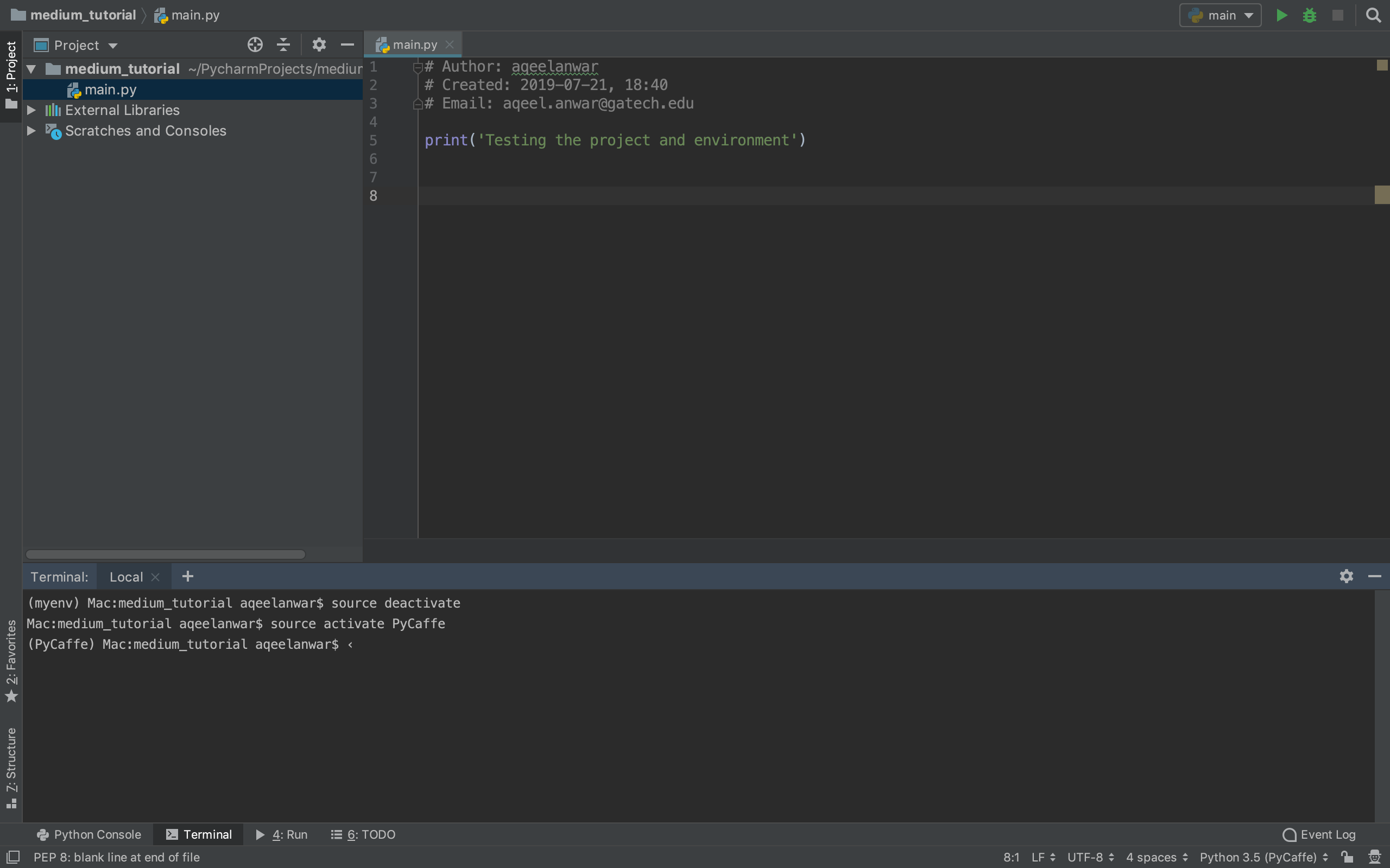 machine learning pycharm
