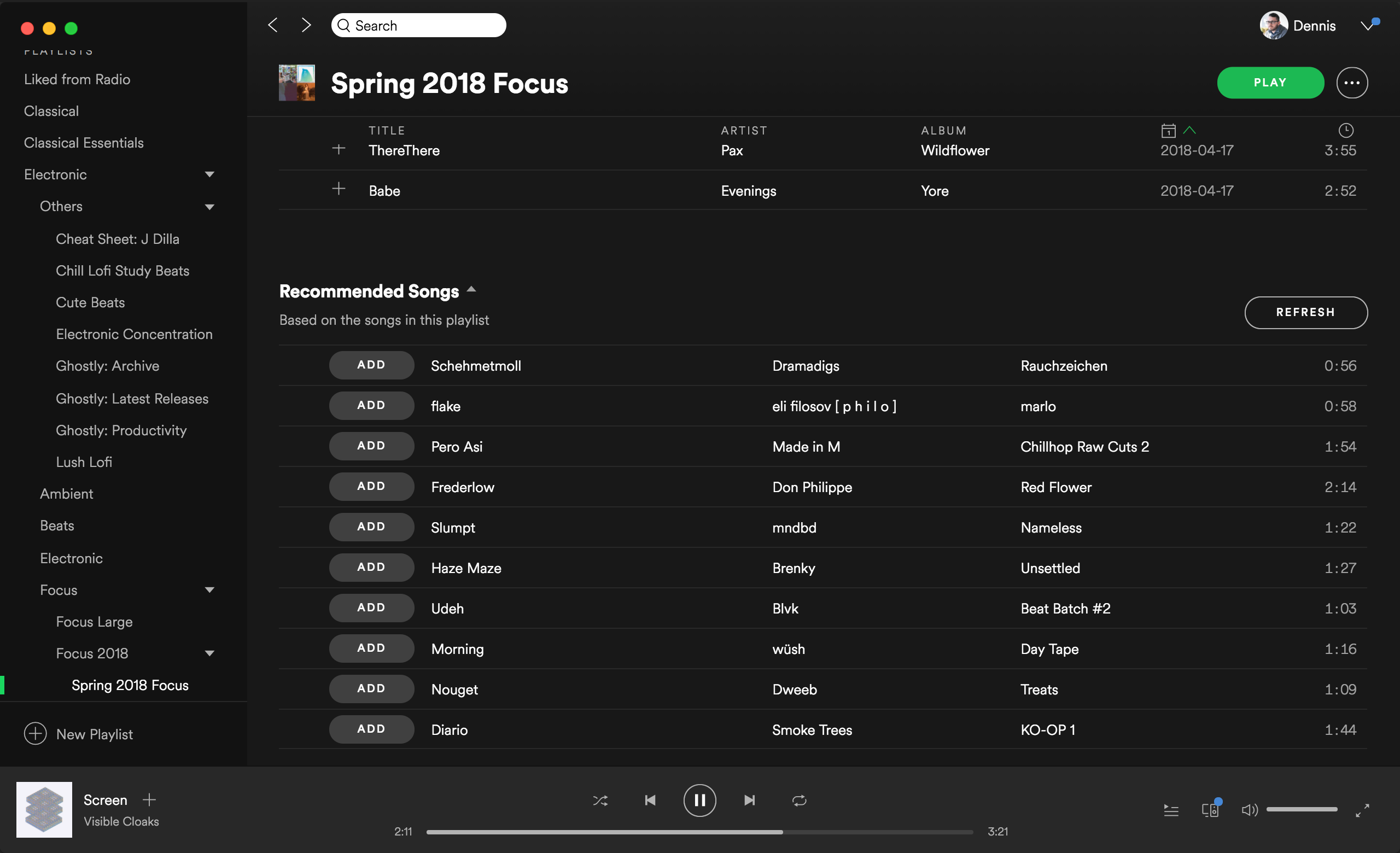 Recommended songs after a playlist in Spotify