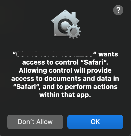“Finder.app” wants access to control “Safari.app” by Dilaxn Medium