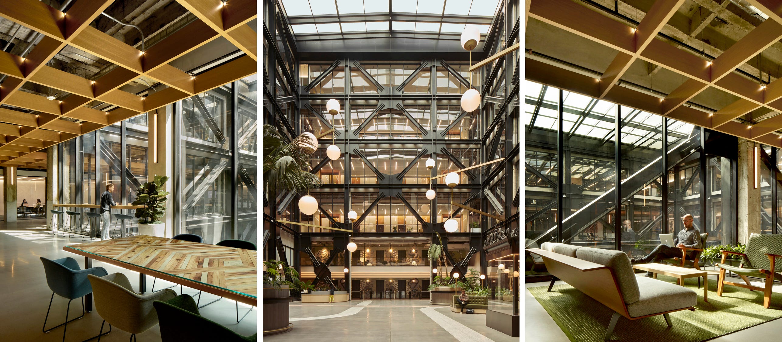 Work environments overlooking a central atrium