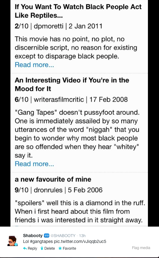 User Movie Review For Gang Tapes If You Want To Watch Black People Act Like Reptiles By Shabooty Shabooty Howard Stern Comedy Hip Hop Music