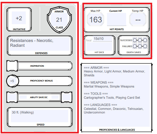 A smaller section of the first image. Red boxes highlight the character’s battle statistics and health.