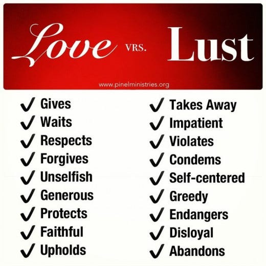 Love what is lust Lust vs.