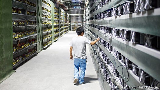 A bitcoin mining farm. Xichang, China (Economist)