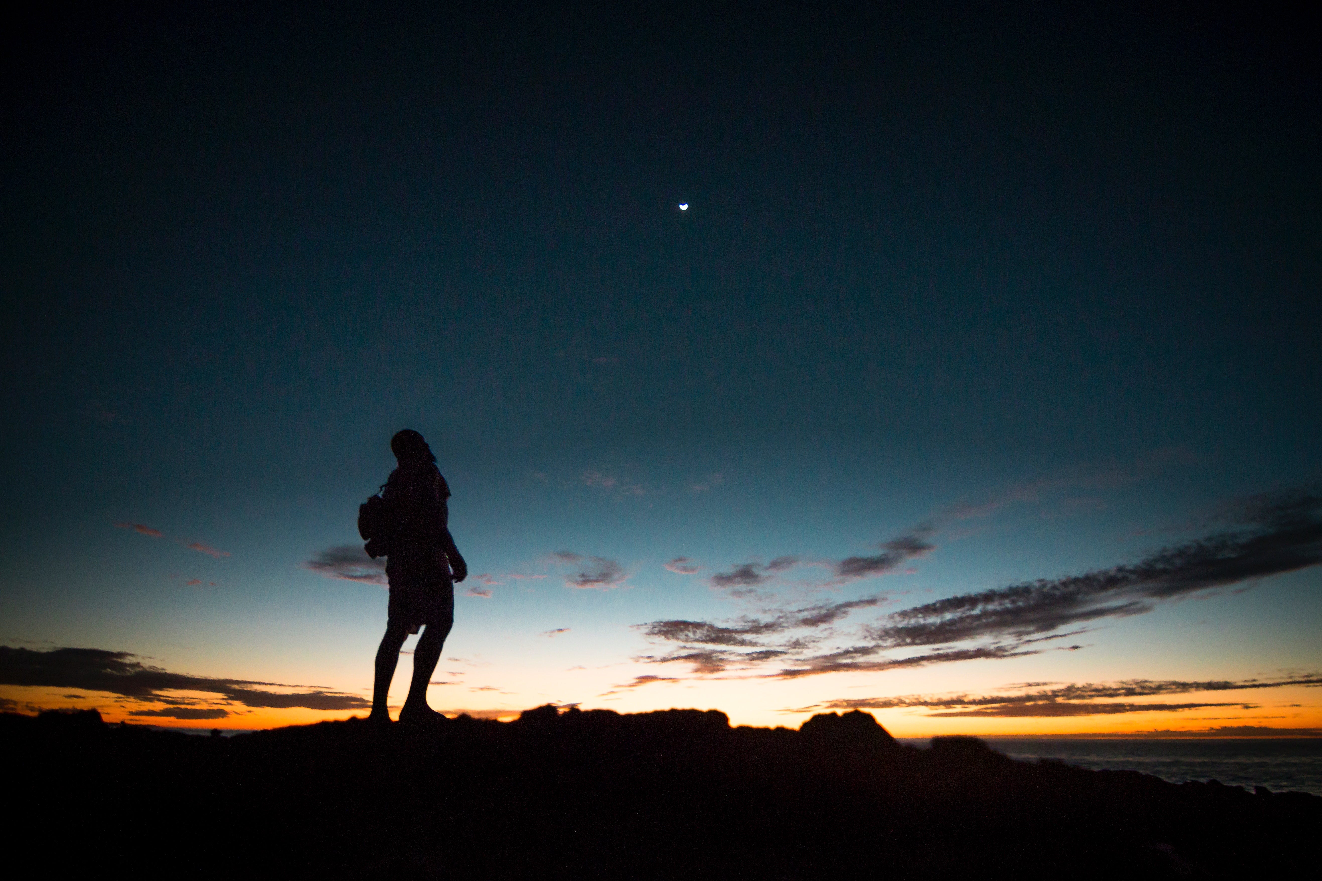 Hiker enjoying the sunset