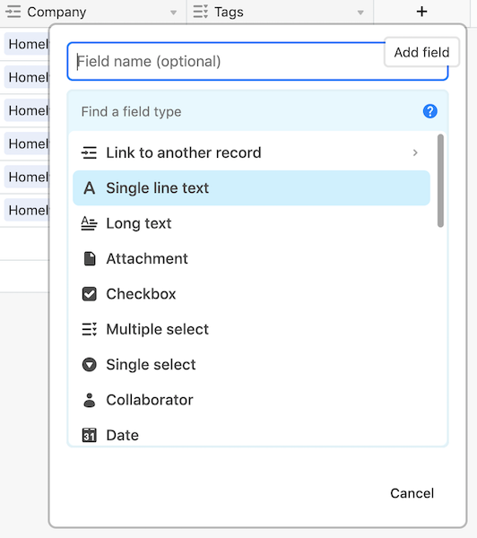 add field datatypes list screenshot