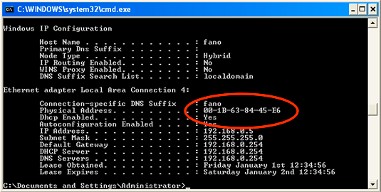 Mac address example