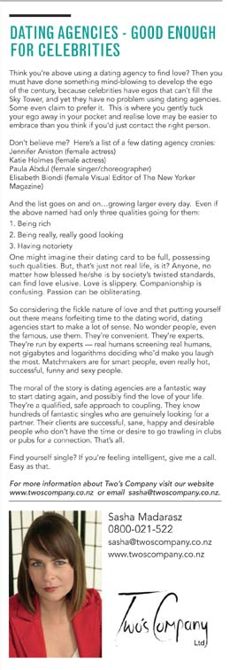 Dating Agencies Good Enough For Celebrities By Sasha Madarasaz Two S Company Medium