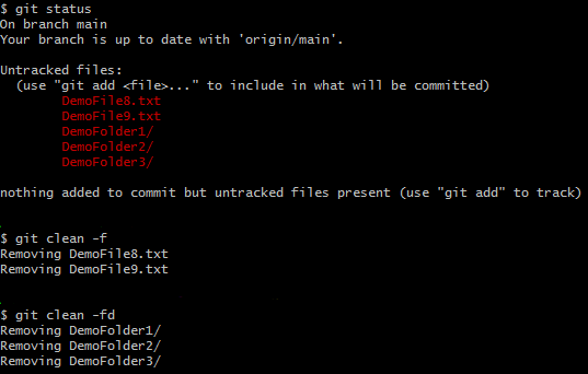 Git command to remove unwanted files and folders