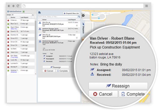 fleet management software screen