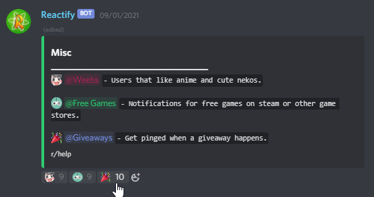 Discord reaction roles using Reactify bot. | Fluxpoint Development |  Fluxpoint Development