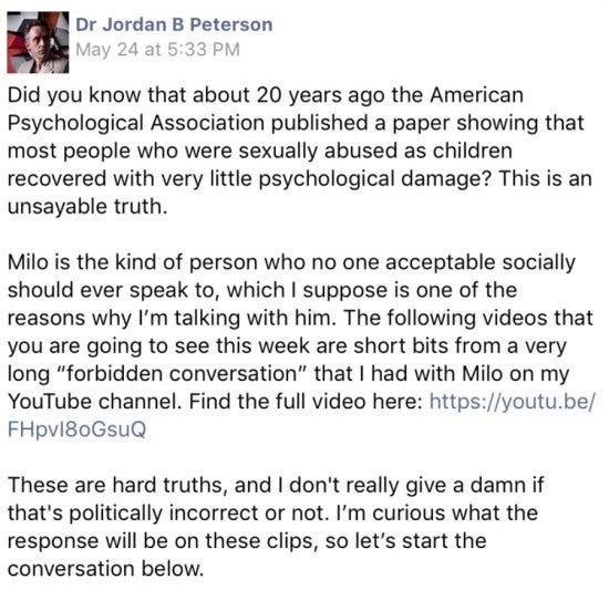 The Time Jordan Peterson Supported Pedophiles | by Aeson Tanner | Medium