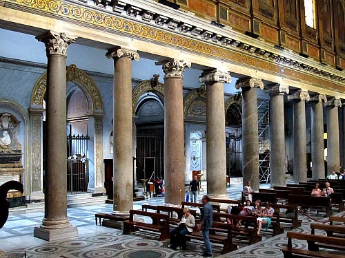 Interior of the Basilica di Santa Maria in Trastevere
