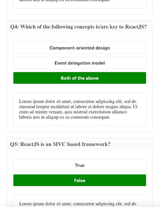 Screenshot of react-quiz-form