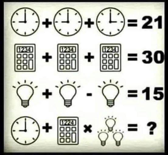 A brain teaser involving various symbols and equations.