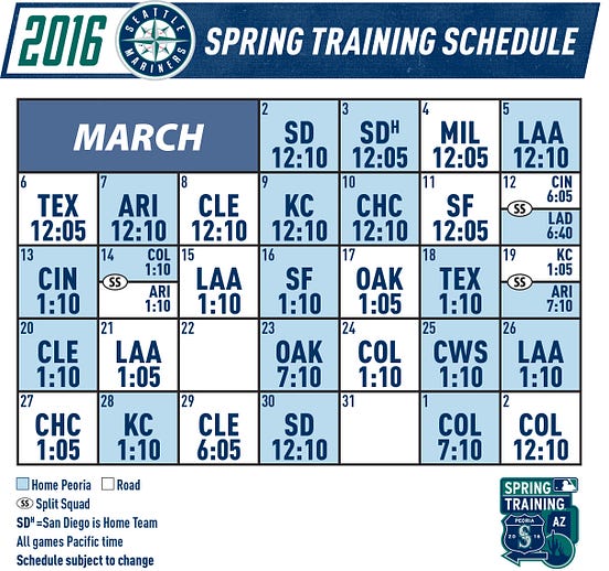Mariners Announce Spring Training Schedule | by MarinersPR ...