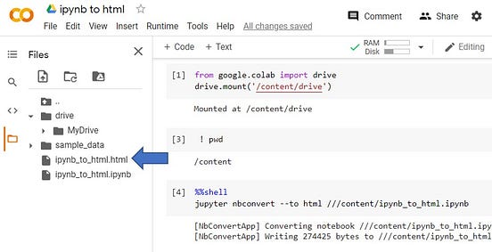 How to convert google colab jupyter notebook (.ipynb) to HTML | by ...