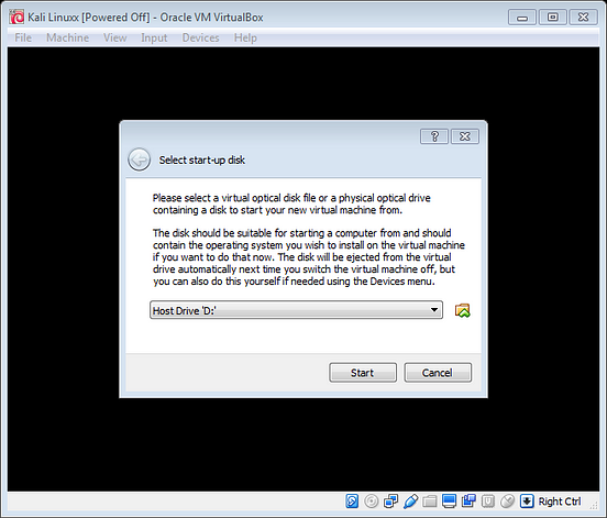 live boot kali virtualbox