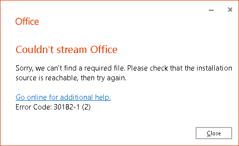 Ms office код ошибки 30182 1015