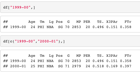 dataframe rows