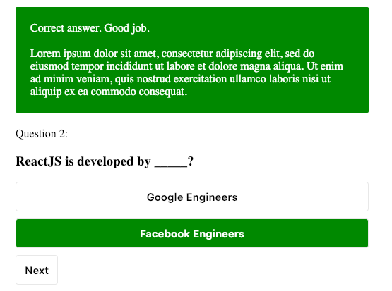 Screenshot of react-quiz-form