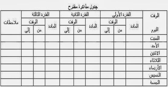 للدراسة جدول يومي لتنظيم الوقت للطلاب