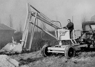 First hydraulic excavator created by Pierre Bataille