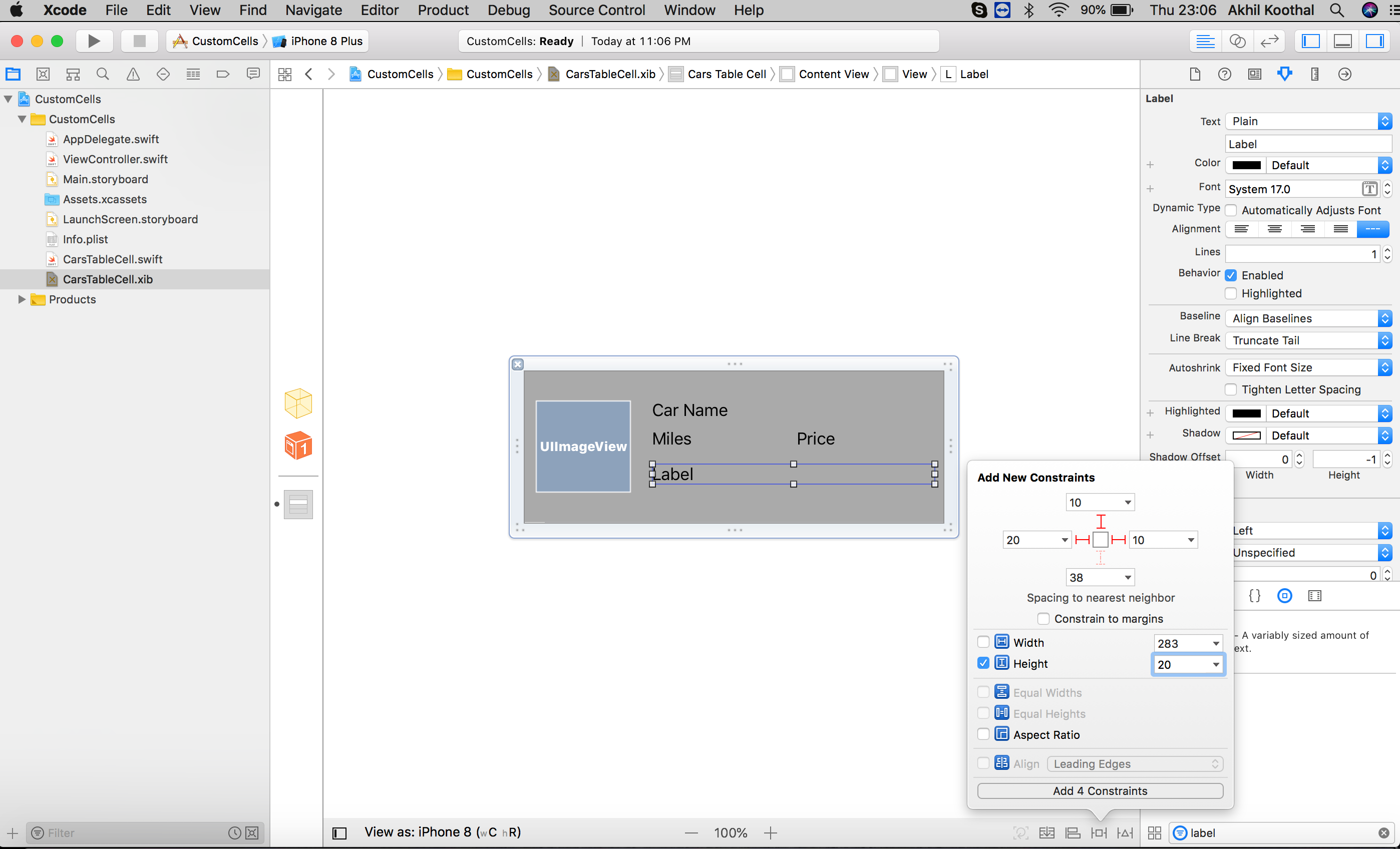 Custom Table Cell iOS Development. | by Akhil Koothal | Medium