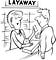 Female store clerk giving male customer his layaway ticket.