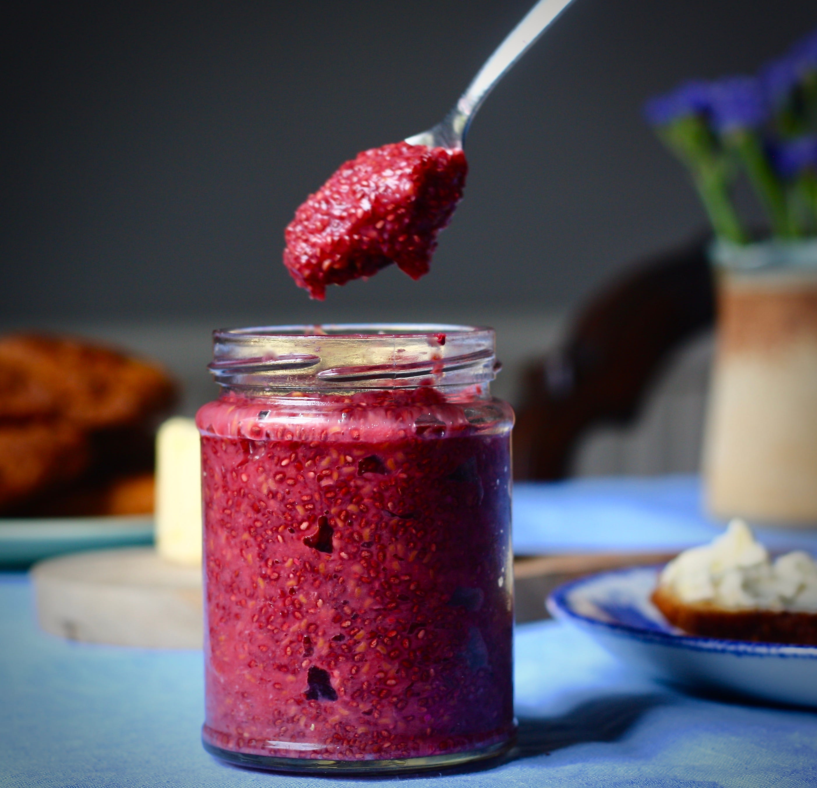 Raspberry, Chia Jam. Jammed packed with omega 3 fatty acid… by Rachel
