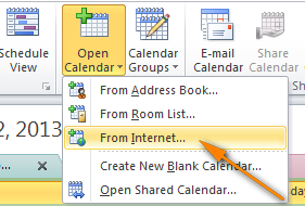 how to open a google calendar in outlook 2010