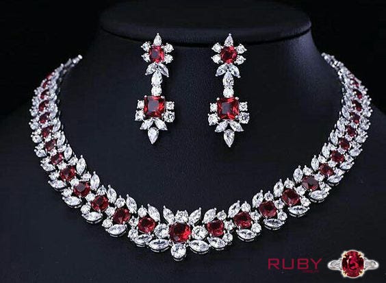 diamond necklace with ruby stone