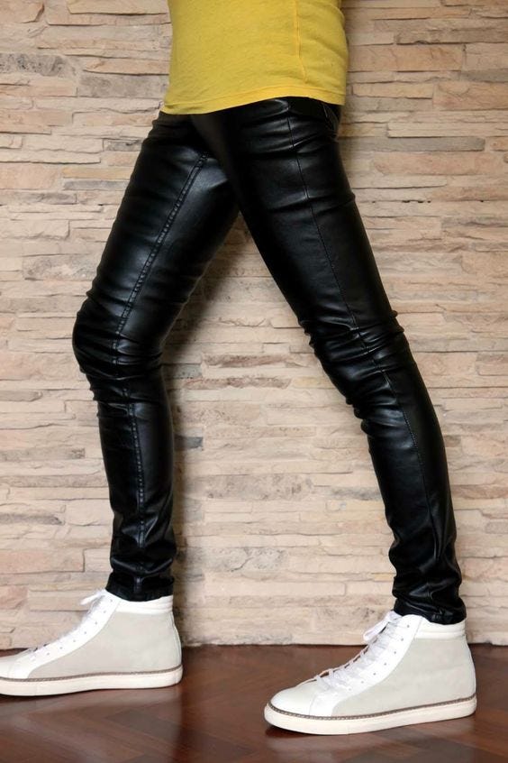 men skinny leather pants