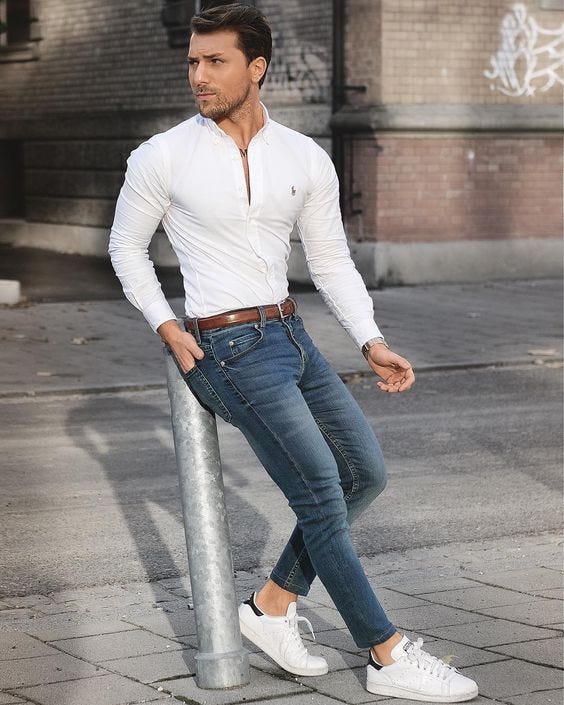 jeans and formal shirt