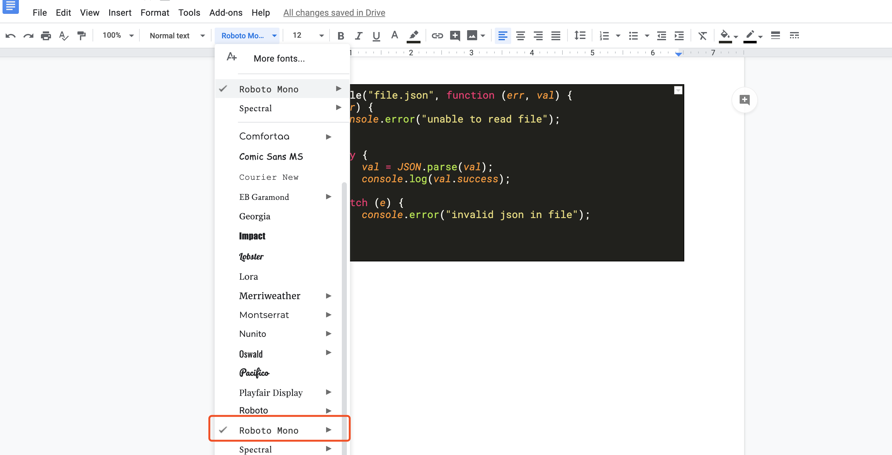 google presentation format code