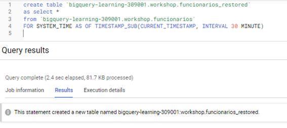 time travel using query id