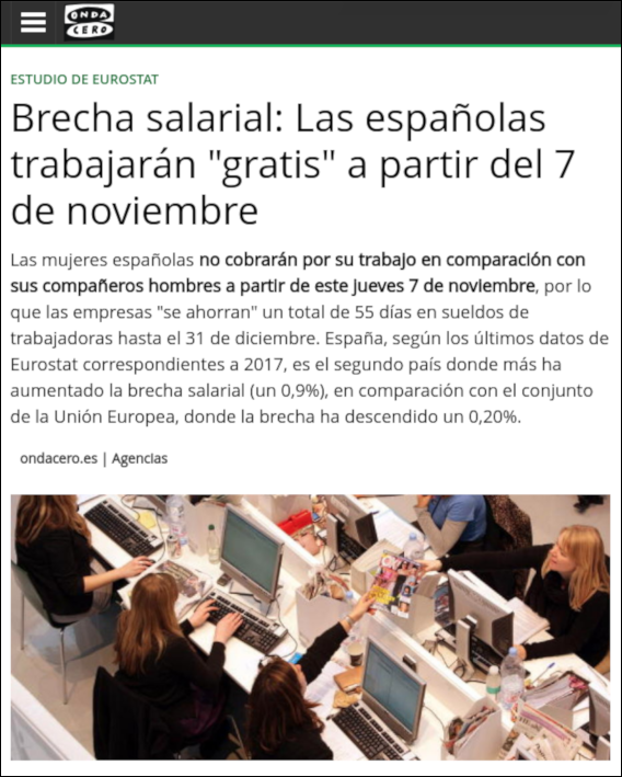 Ser hombre no es delito Las españolas “dejan de trabajar” el 19 de septiembre