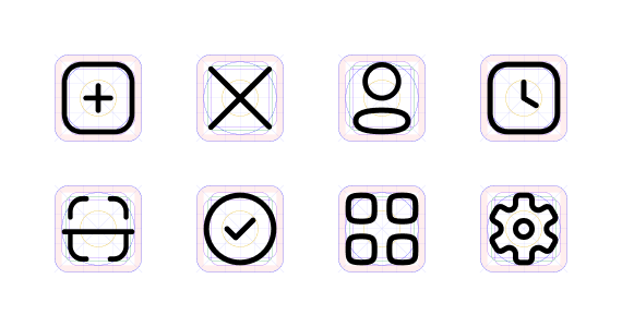 Icons created using icon grid and keylines