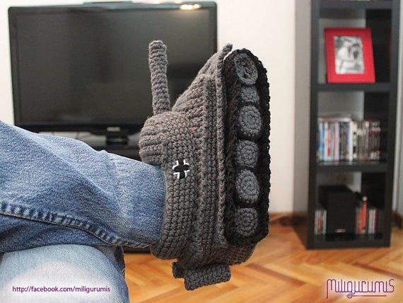 TIGER TANK SLIPPERS — CROCHET PATTERN AVAILABLE, MAKES A GREAT GIFT! | by  KnitHacker | Medium