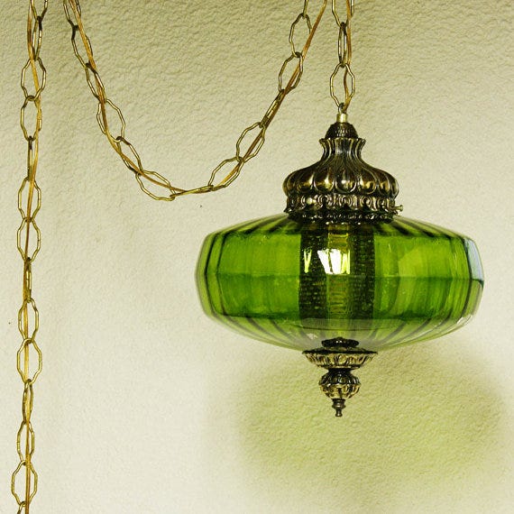 The Green Swag Lamp. Garage sales are a 