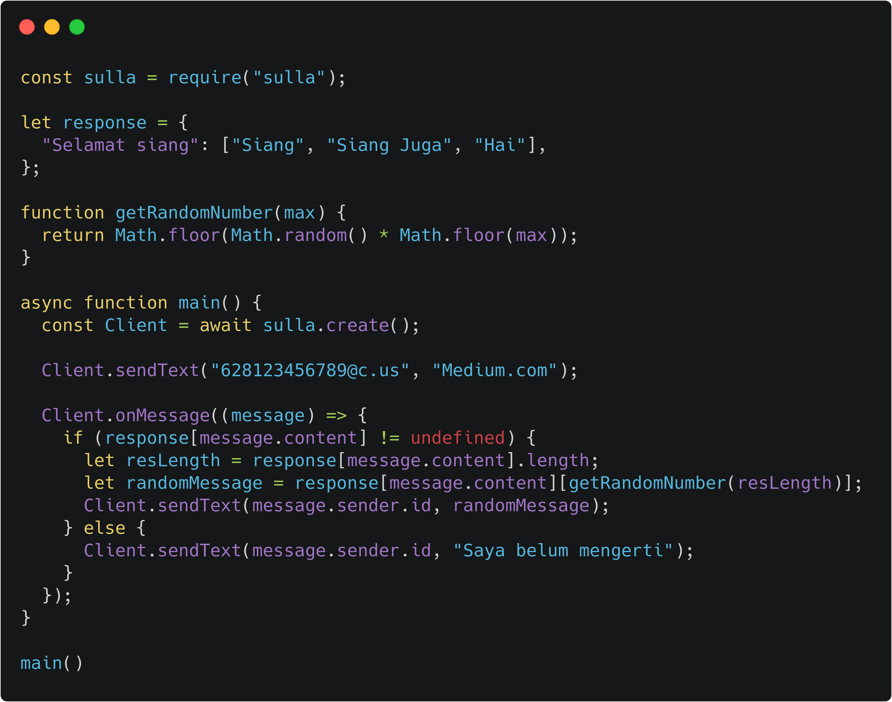 Membuat Chatbot WhatsApp dengan Node.js dan Sulla | by Dimas Adiyaksa