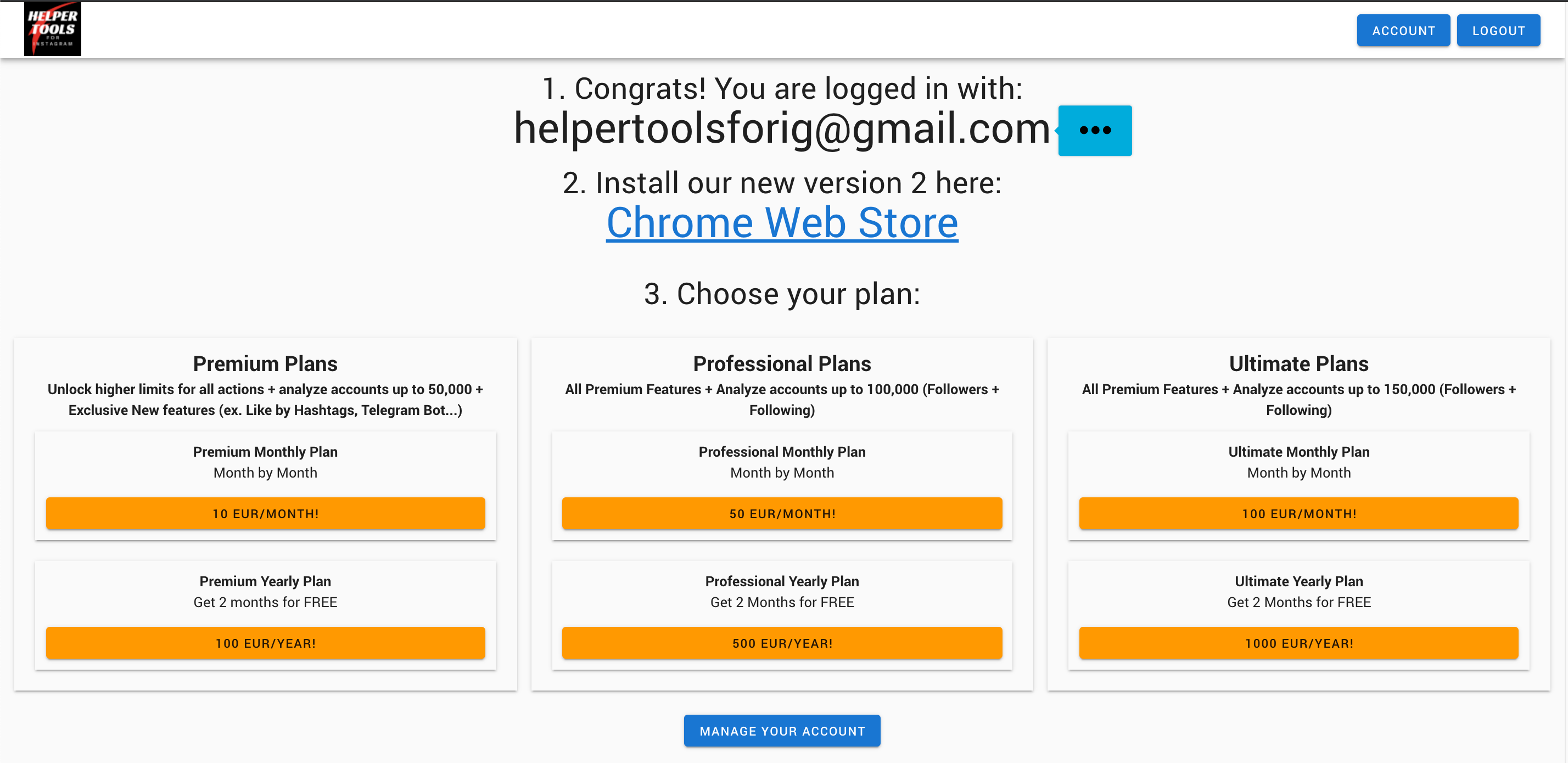 FAQ How I upgrade in Helper Tools for Instagram v2? by Helper Tools