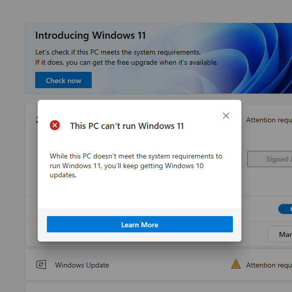 This pc cant run windows 10 loxabuilding