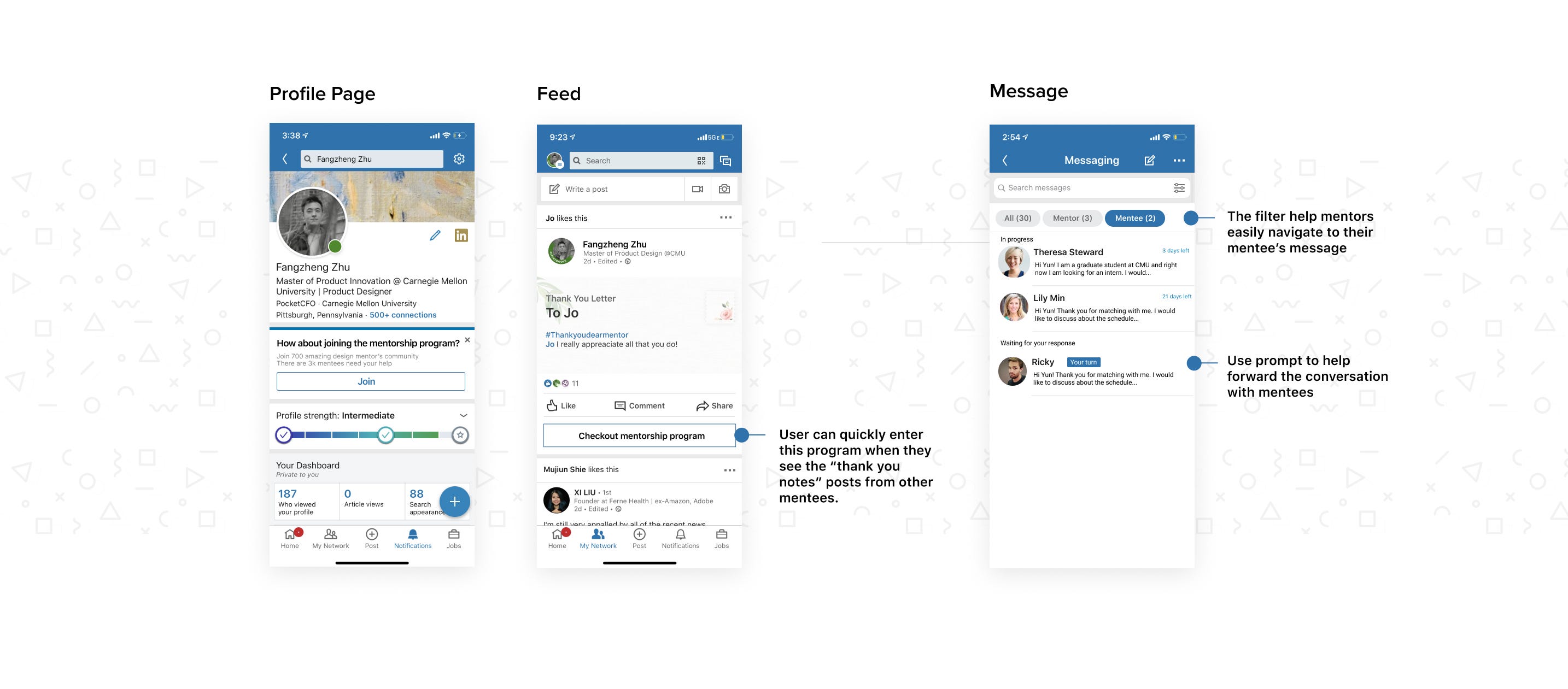 Redesigning Linkedin's mentorship feature — UX case study by Yun Yang | UX Collective