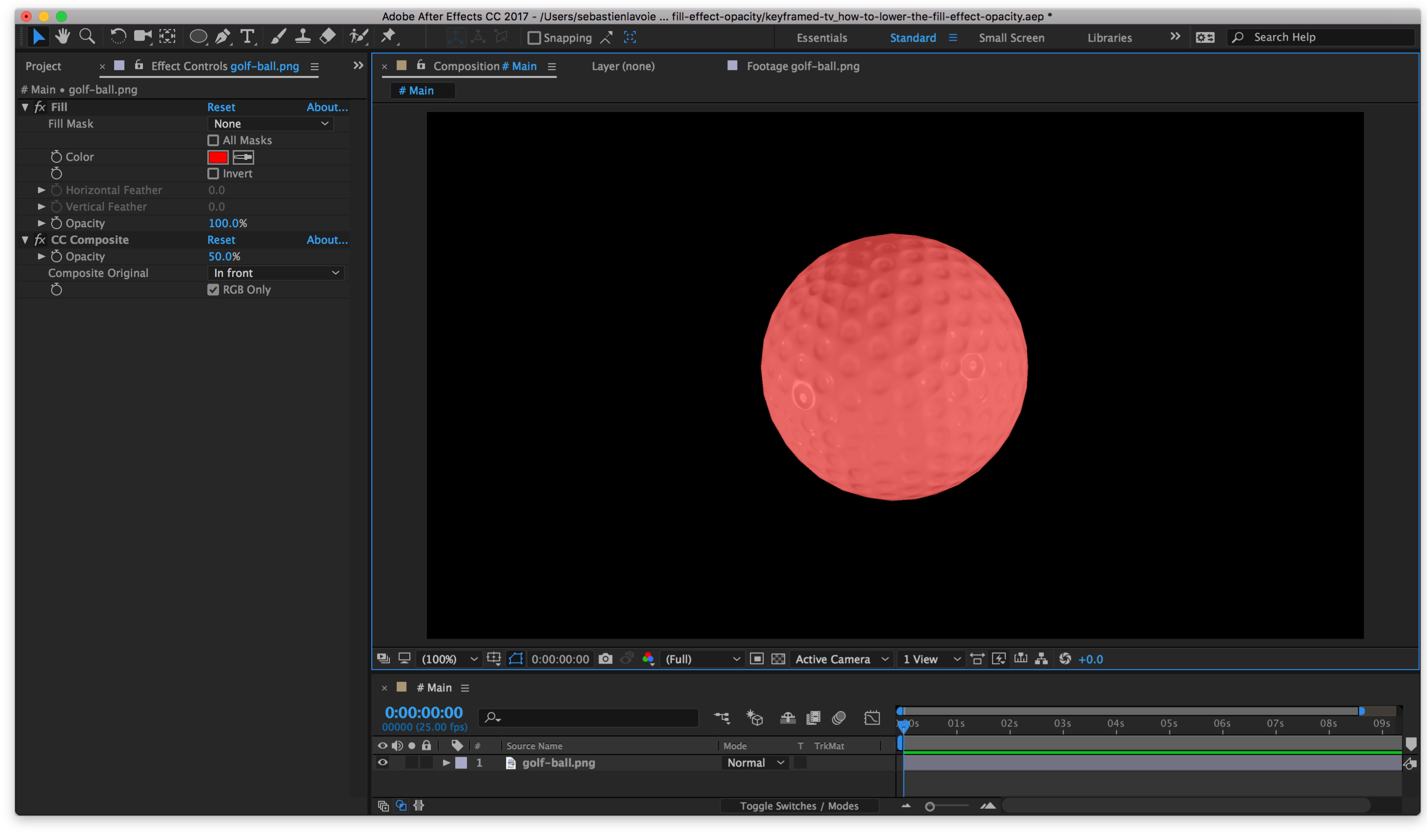 How to lower After Effects Fill effect’s opacity without affecting the
