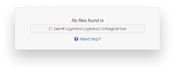 Cypress display if there are no test files